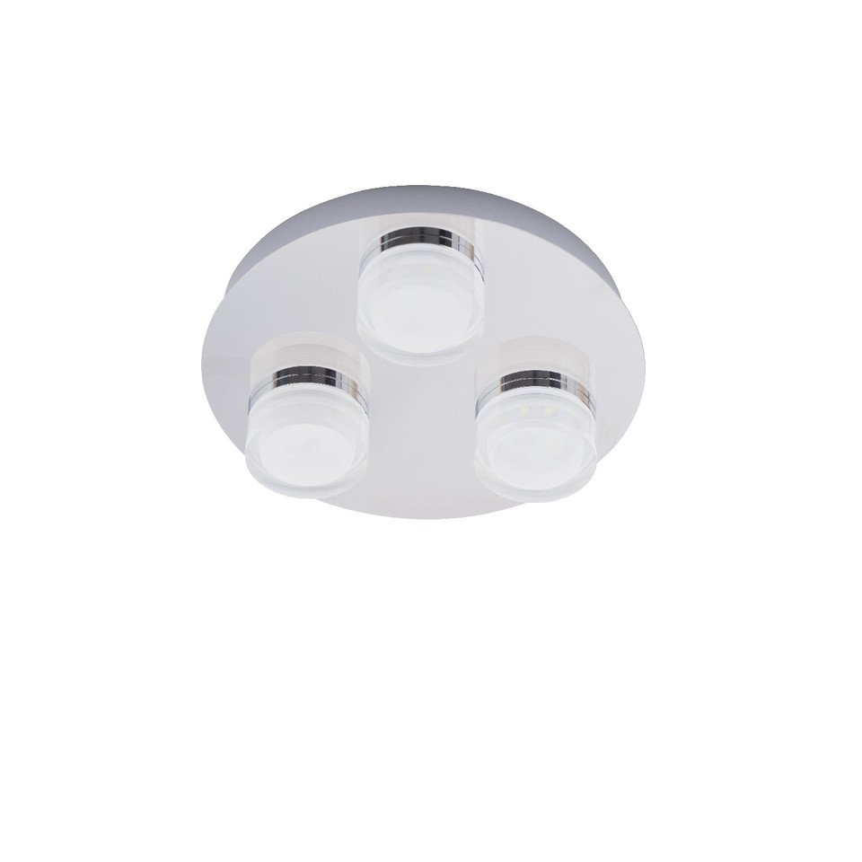 Forum Spa Amalfi Polished Chrome 260mm 3 Lamp Plate LED Flush Ceiling Light - SPA-31736-CHR