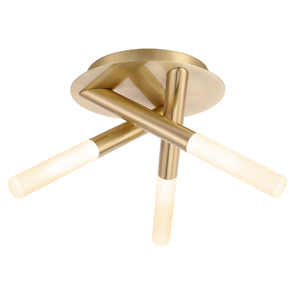 Forum Spa Crux Satin Brass 340mm 3 Lamp Bathroom Ceiling Light - SPA-20829-SBRS