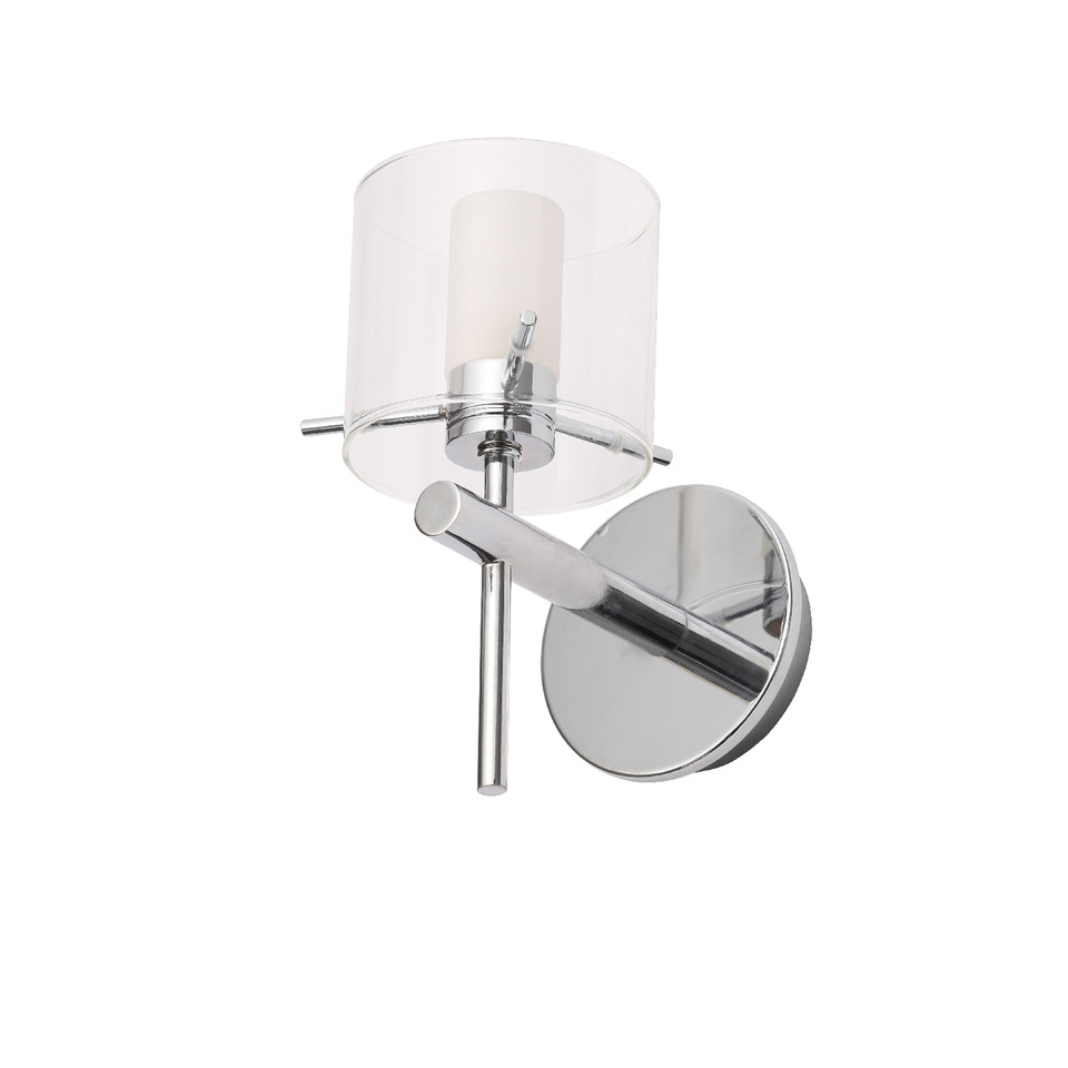 Forum Spa Gene Polished Chrome/Clear 100mm 1 Lamp Cylinder Wall Light - SPA-31725-CHR