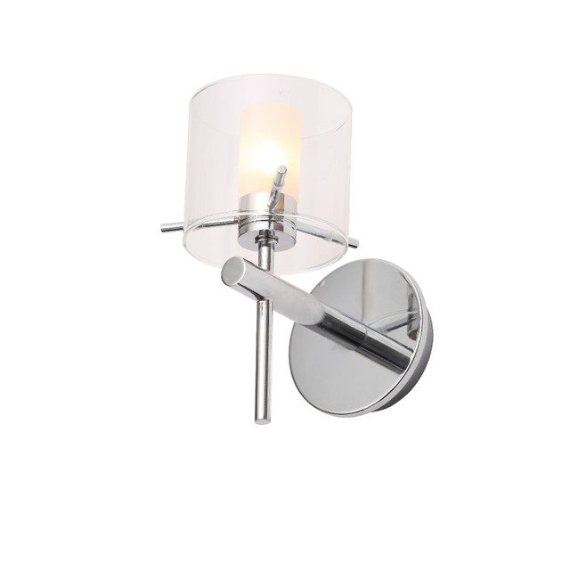 Forum Spa Gene Polished Chrome/Clear 100mm 1 Lamp Cylinder Wall Light - SPA-31725-CHR - Image 2