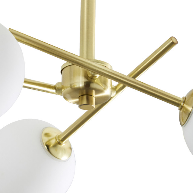 Forum Spa Lindos Satin Brass/Opal 390mm 3 Lamp Cross Arm Semi-Flush Ceiling Light - SPA-35836-SBRS - Image 3