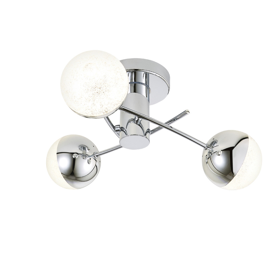 Forum Spa Rhodes Polished Chrome 100mm 3 Lamp LED Semi-Flush Ceiling Light - SPA-36302-CHR