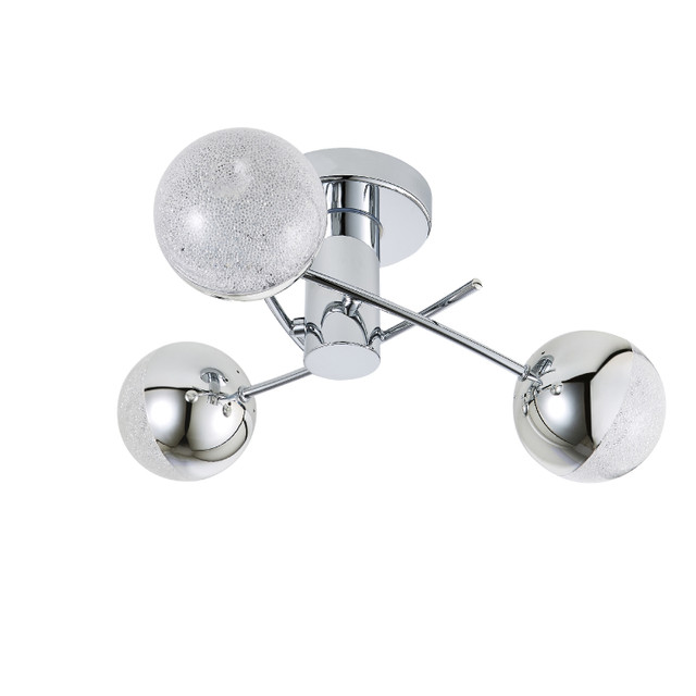 Forum Spa Rhodes Polished Chrome 100mm 3 Lamp LED Semi-Flush Ceiling Light - SPA-36302-CHR - Image 2