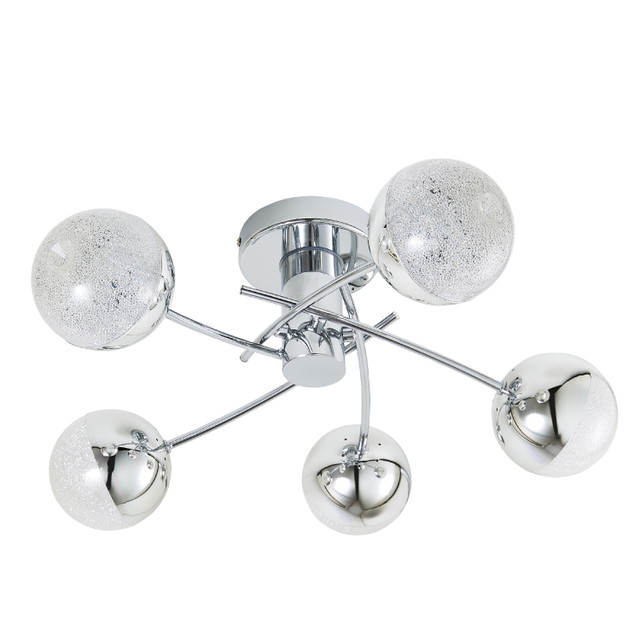 Forum Spa Rhodes Polished Chrome 500mm 5 Lamp LED Semi-Flush Ceiling Light - SPA-36303-CHR - Image 2