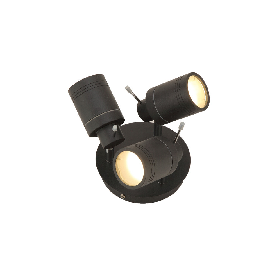 Forum Spa Scorpius Matt Black 260mm 3 Lamp Plate Can Spotlight - SPA-27405-MBLK