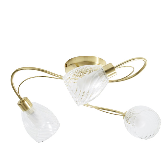Forum Spa Veria Satin Brass/Clear 400mm 3 Lamp Tangle Flush Ceiling Light - SPA-35828-SBRS - Image 2